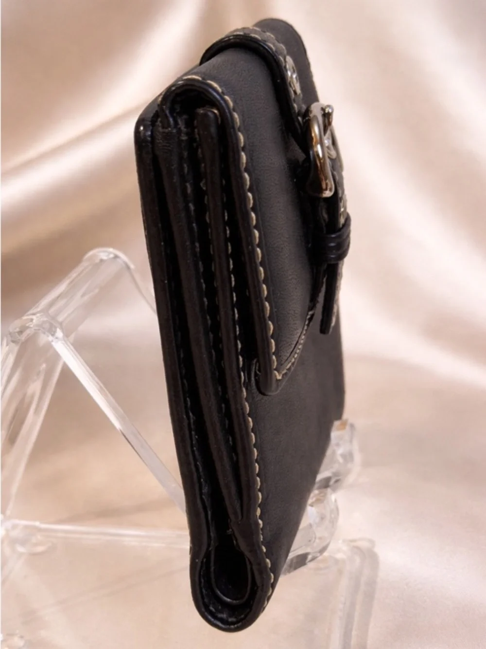 Coach Black Vintage Leather Compact Wallet Snap Coin Pocket - Picture 7 of 7